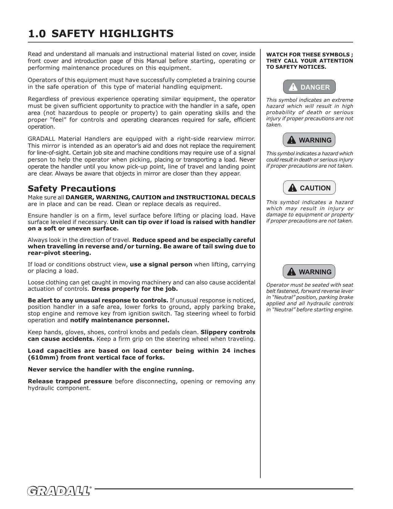 GRADALL JLG 534D-10 534D-9 Telehandler Maintenance Operation Operators Manual