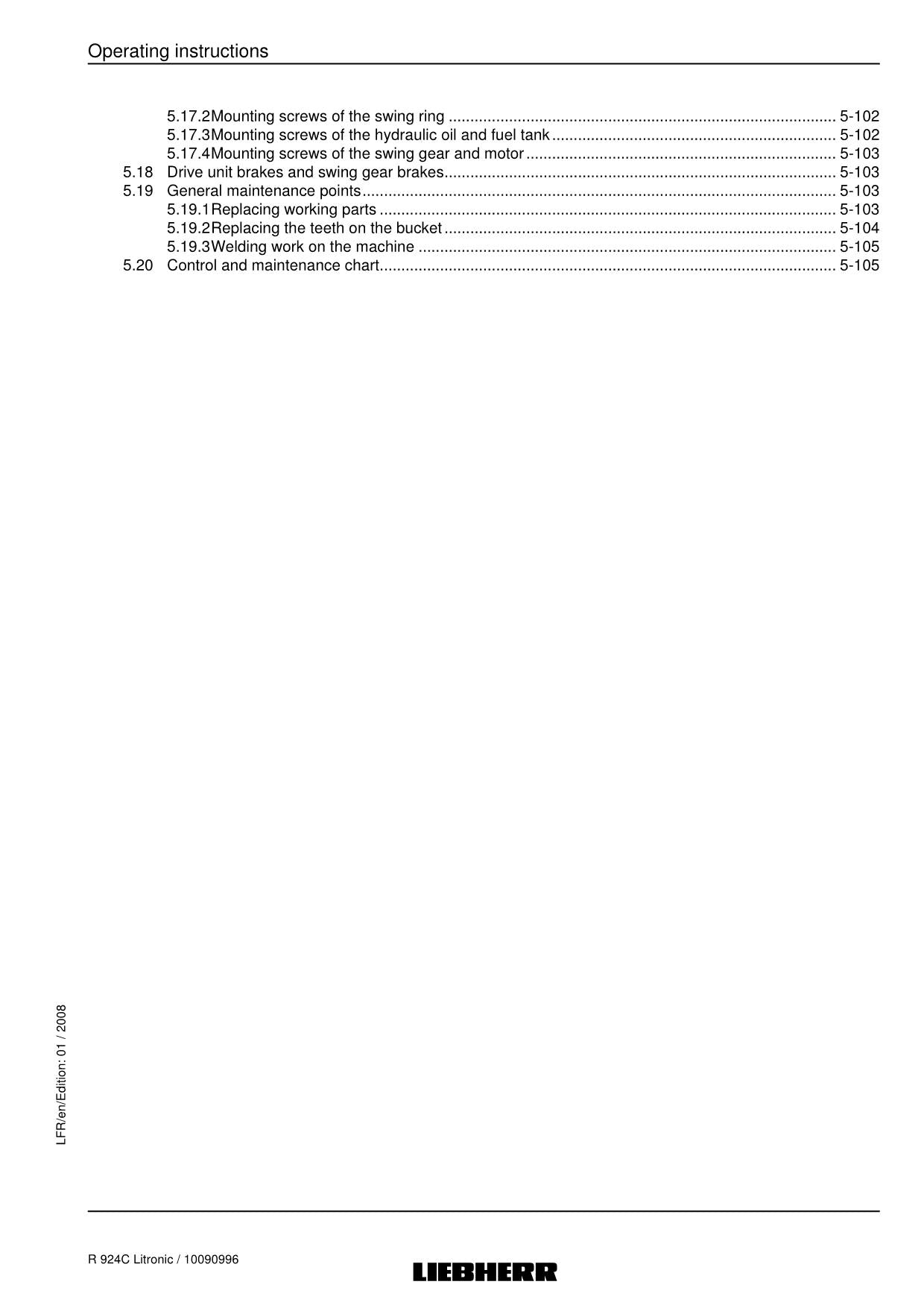 Liebherr R924 C Litronic Excavator Operators manual serial 21026