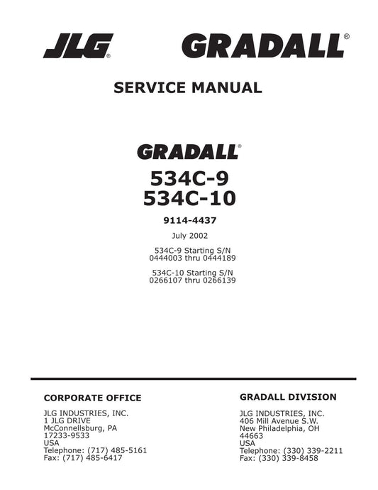 GRADALL JLG 534C-10 534C-9 Telehandler Operation Service