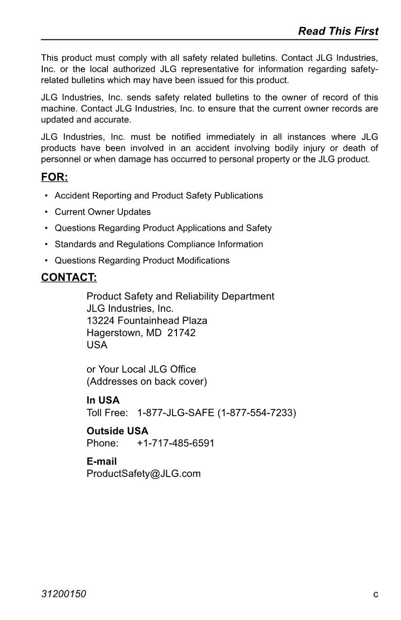 JLG G10-43A G9-43A Telehandler Maintenance Operation Operators Manual