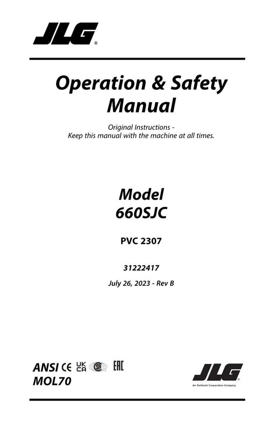 JLG 660SJC Boom Lift Maintenance Operation Operators Manual 31222417