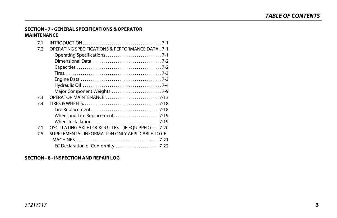 JLG 340AJ Boom Lift Maintenance Operation Operators Manual 31217117