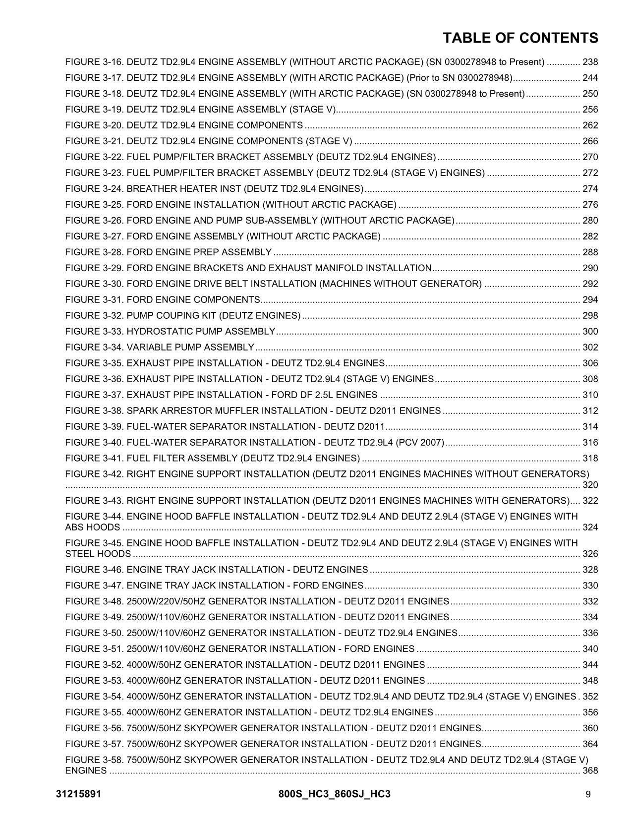 JLG 800S HC3 860SJ HC3 Boom Lift Parts Catalog Manual 31215891