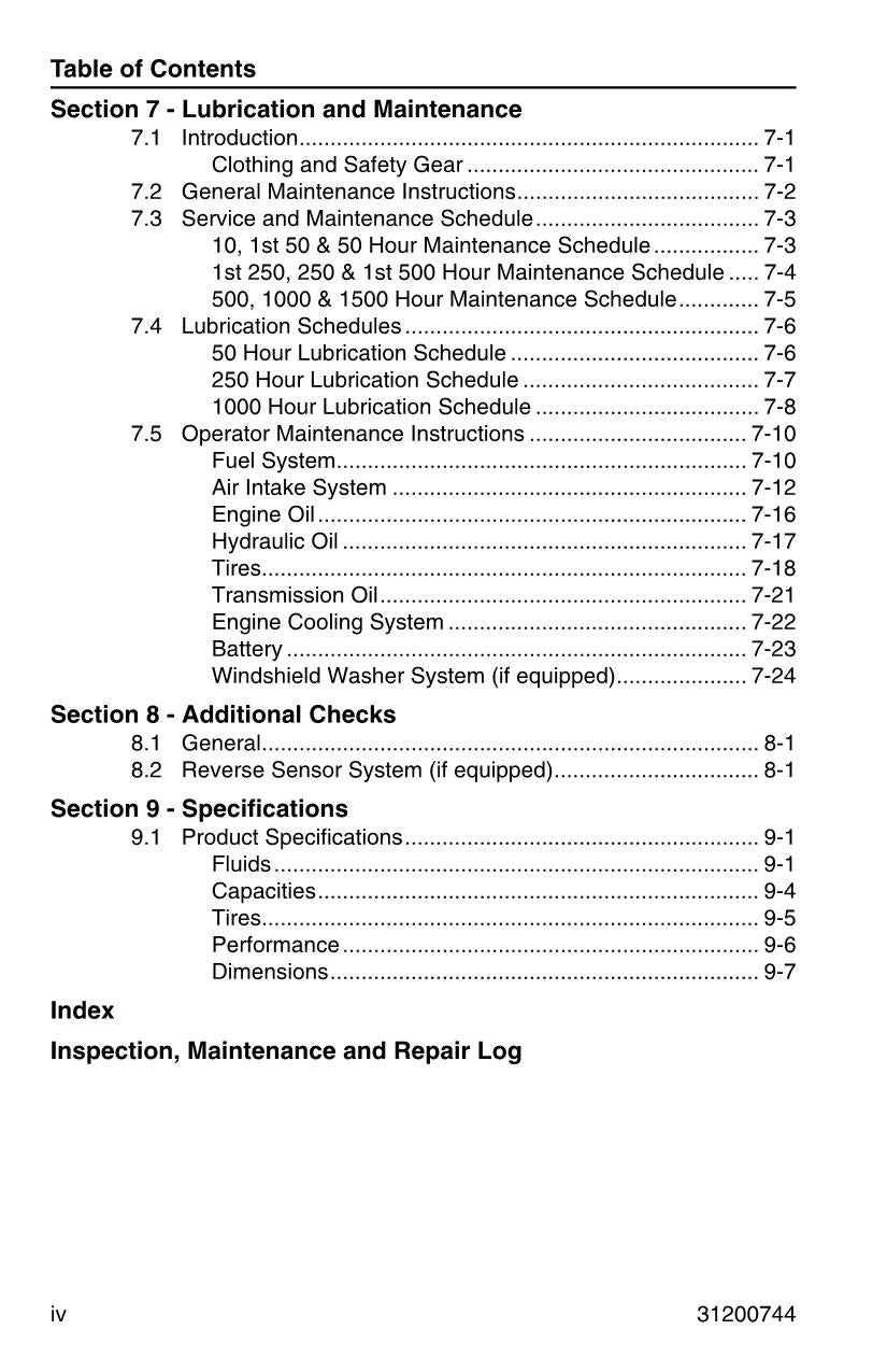 JLG G10-43A G6-42A G9-43A Telehandler Maintenance Operation Operators Manual