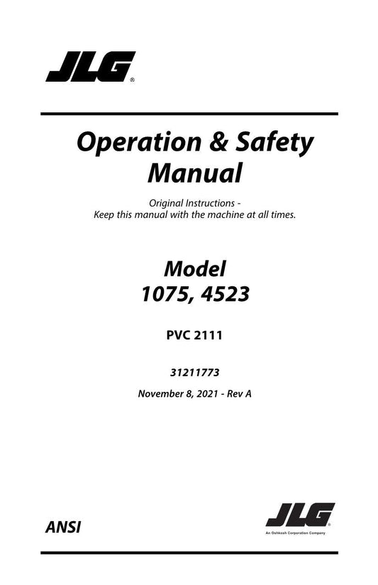 JLG 1075 4523 Telehandler Maintenance Operation Operators Manual 31211773