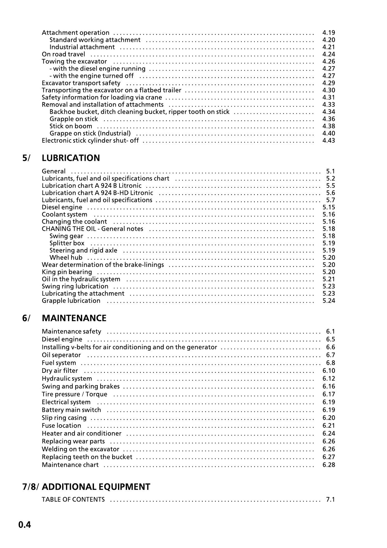 Liebherr A924 B LITRONIC A924 B-HD LITRONIC Excavator Operators manual