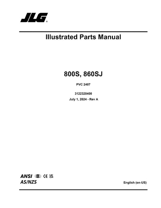 JLG 800S 860SJ Boom Lift Parts Catalog Manual