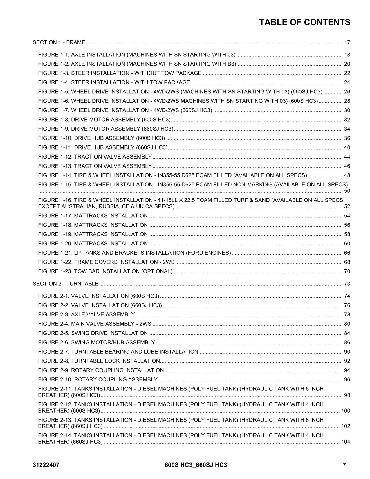 JLG 600S HC3 660SJ HC3 Boom Lift  Parts Catalog Manual