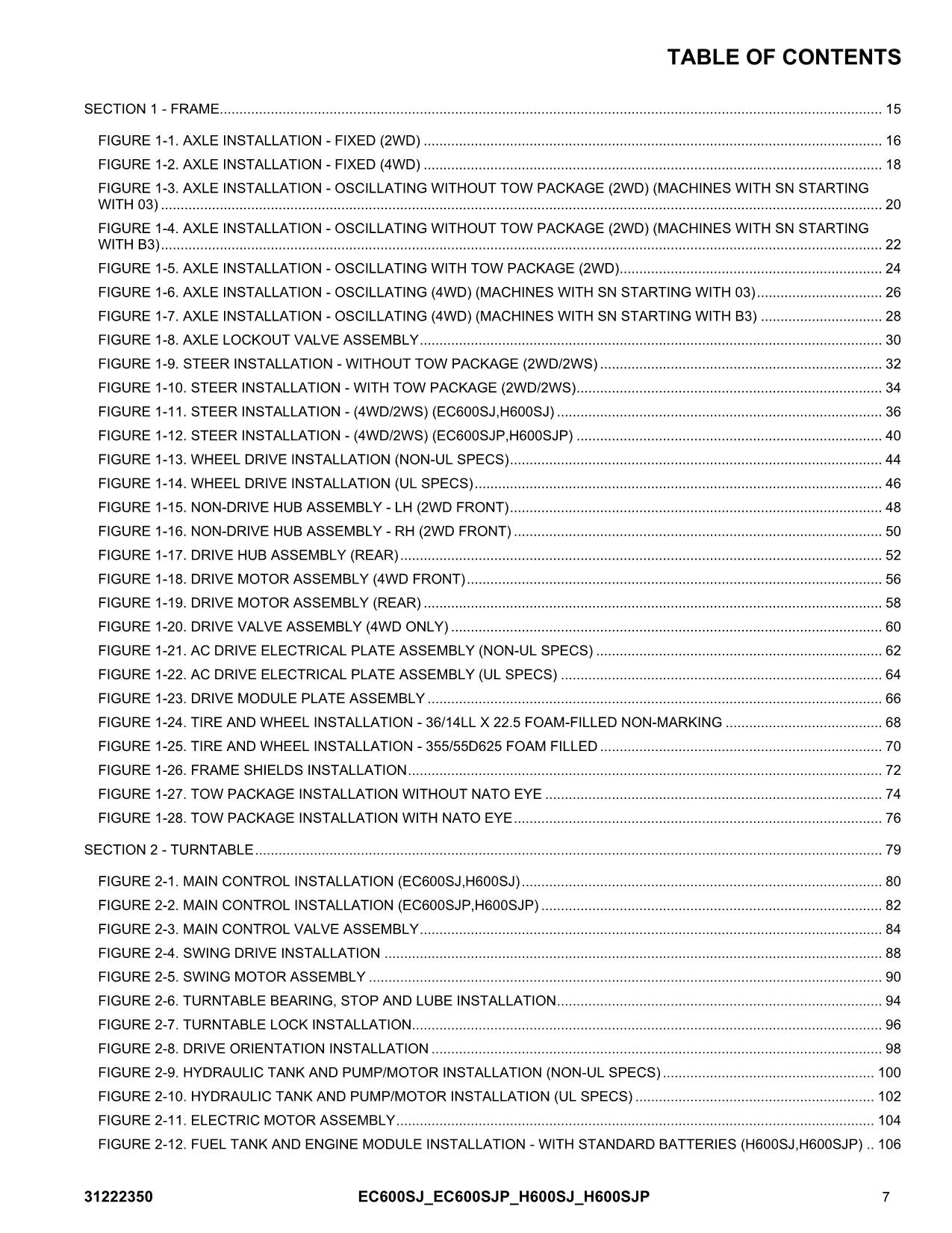 JLG EC600SJ EC600SJP H600SJ H600SJP  Boom Lift  Parts Catalog Manual