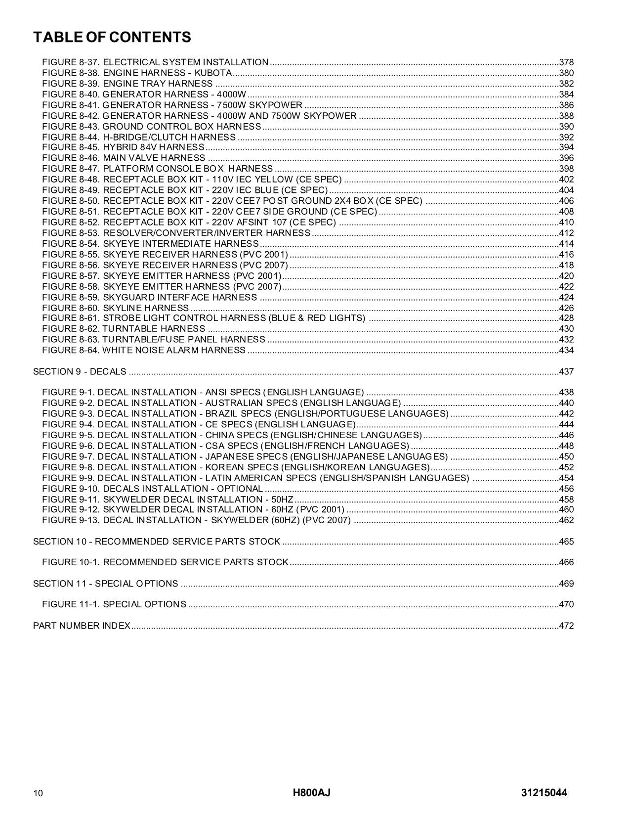 JLG H800AJ Boom Lift Parts Catalog Manual 31215044