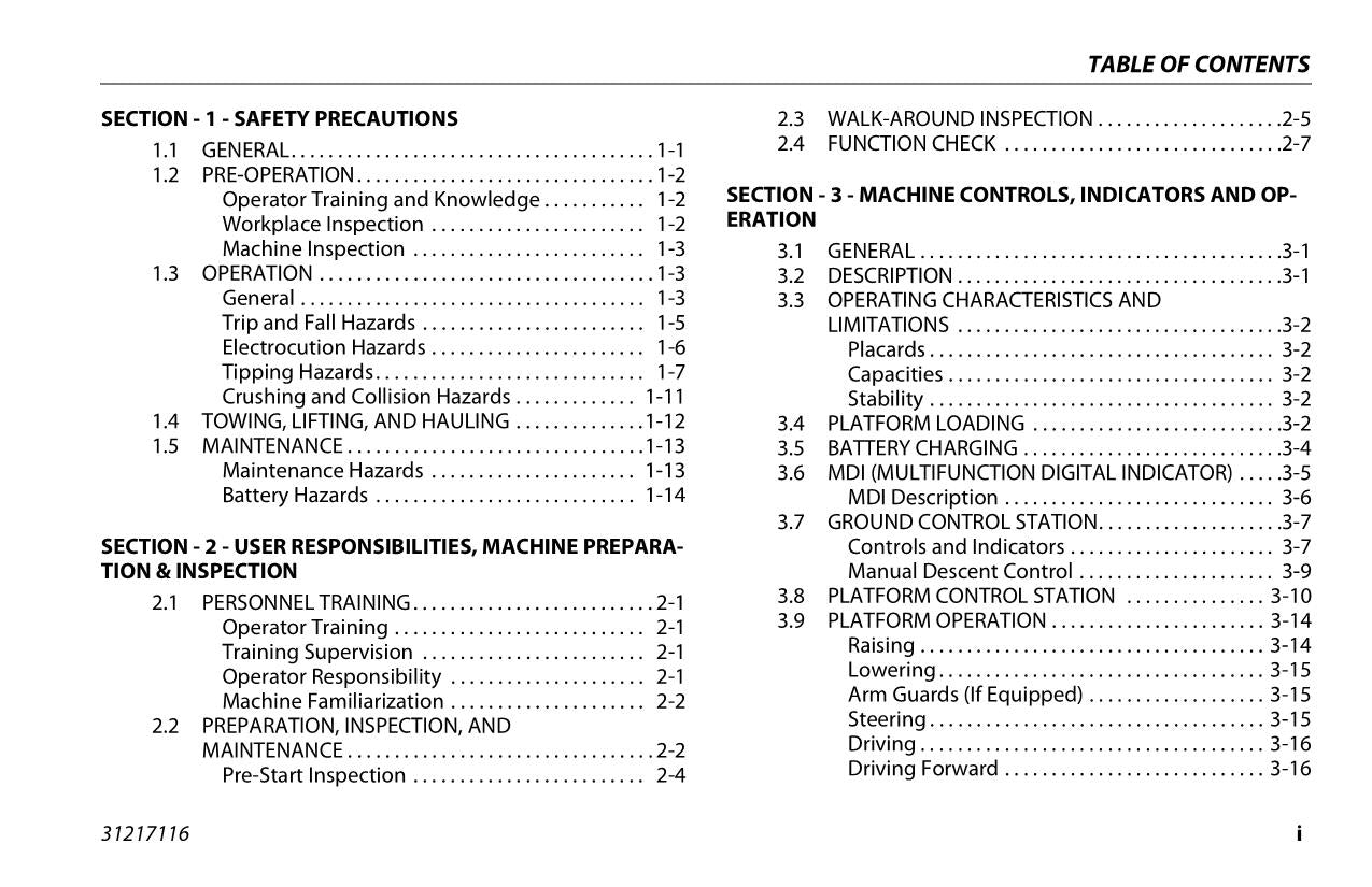 JLG 1930ES 2032ES 2632ES 2646ES 3246ES Boom Lift Operators Manual