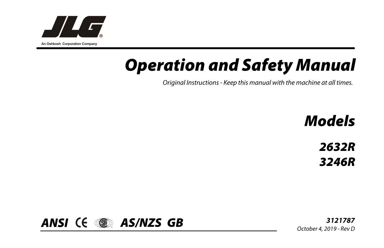 JLG 2632R 3246R Scissor Lift Maintenance Operation Operators Manual