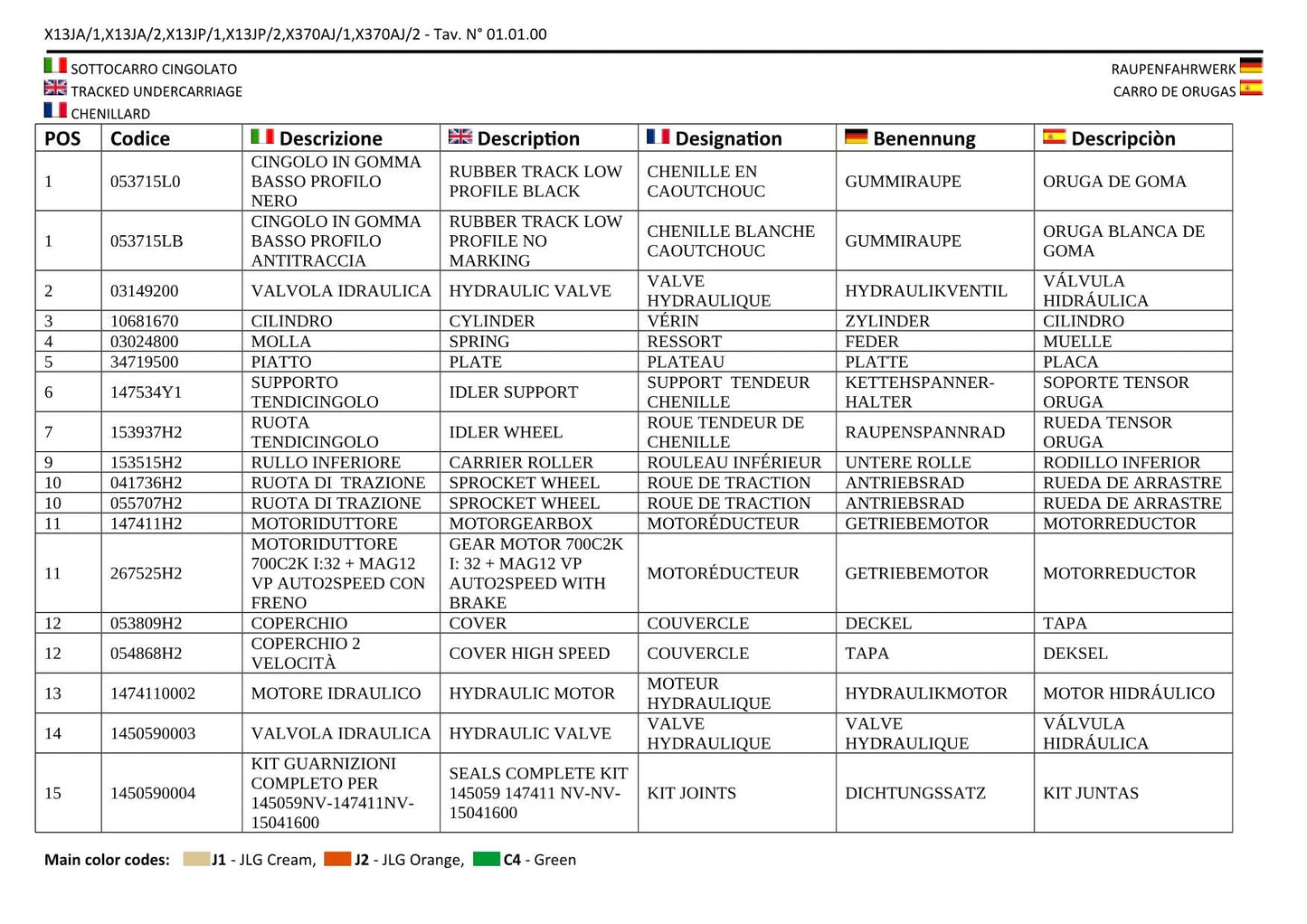 JLG X13JP X370AJ Compact Crawler Boom Parts Catalog Manual Multi language