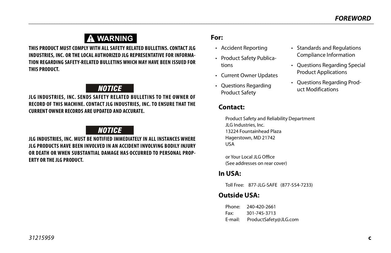 JLG E400AJP narrow E400A narrow Boom Lift Operators Manual 31215959