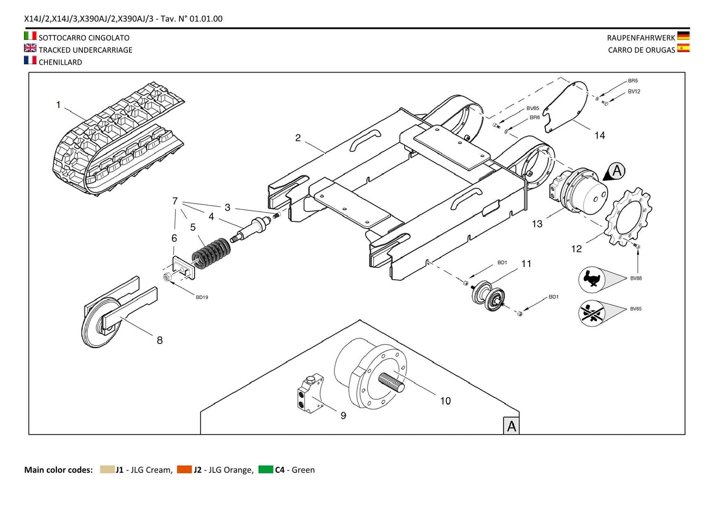 JLG GEN 2 & 3 X14J X390A Compact Crawler Boom Parts Catalog Manual