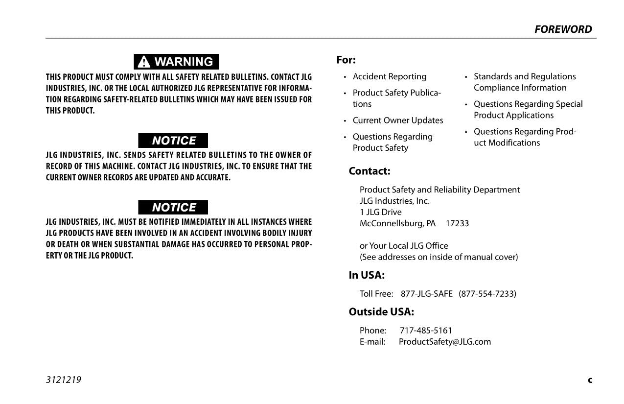 JLG 260MRT Scissor Lift Maintenance Operation Operators Manual 3121219