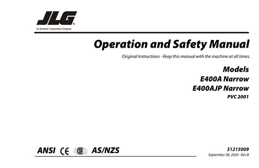 JLG E400AJP narrow E400A narrow Boom Lift Operators Manual 31215009