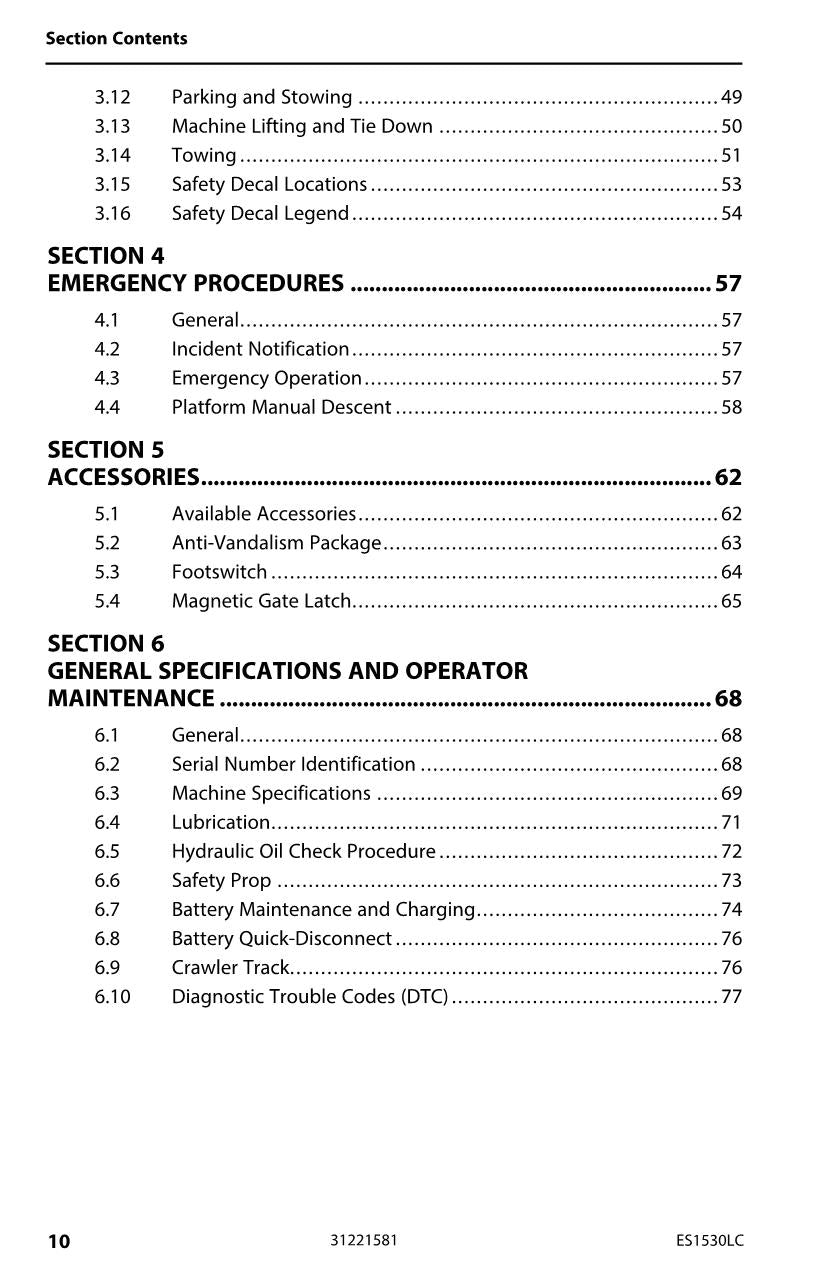 JLG ES1530LC Scissor Lift Maintenance Operation Operators Manual 31221581