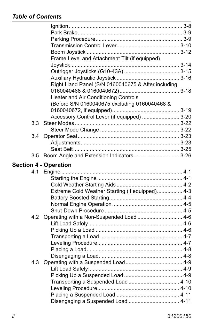 JLG G10-43A G9-43A Telehandler Maintenance Operation Operators Manual