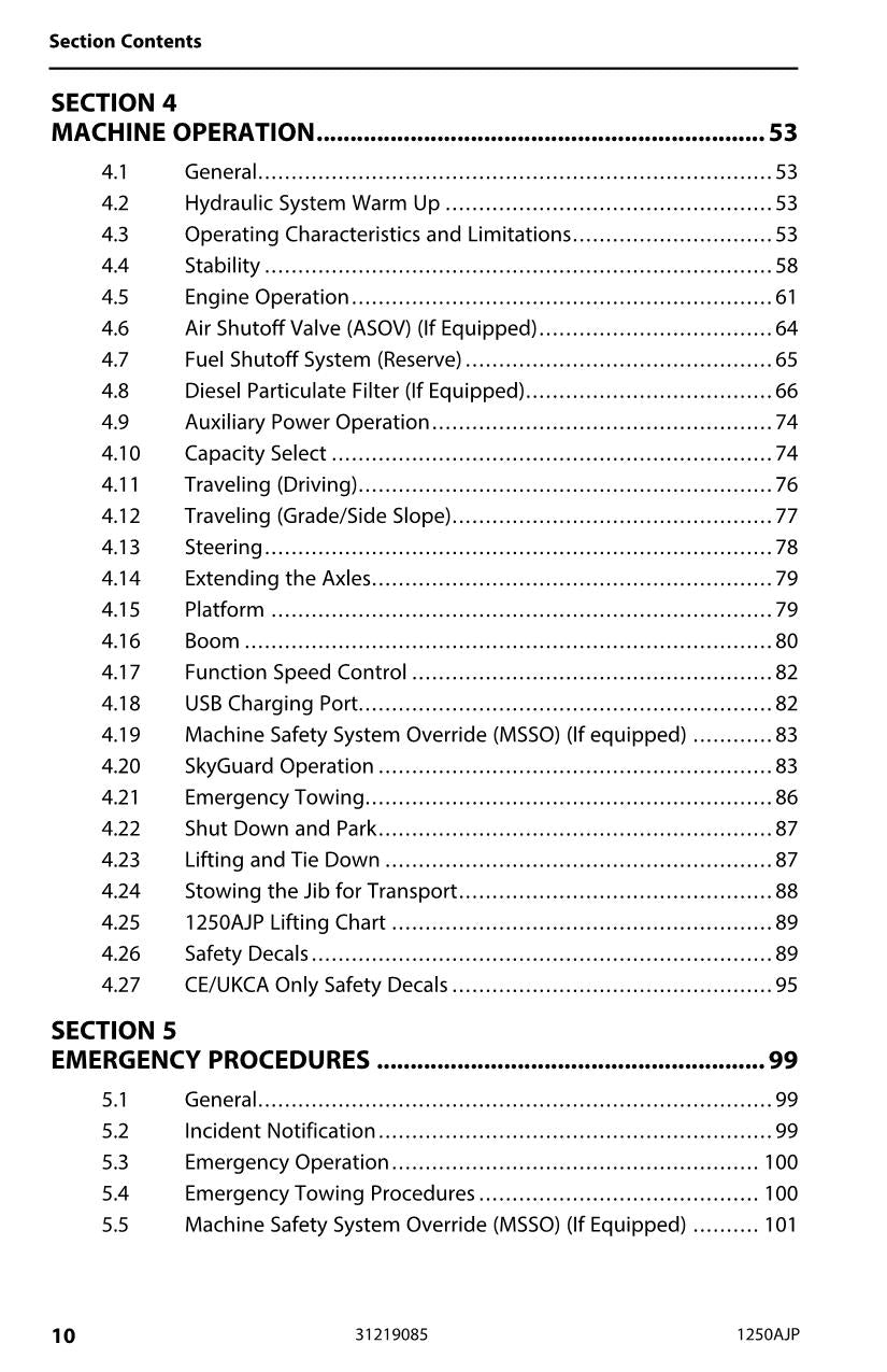 JLG 1250AJP Boom Lift Maintenance Operation Operators Manual 31219085