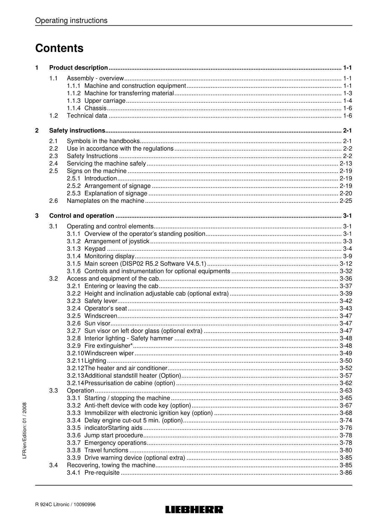 Liebherr R924 C Litronic Excavator Operators manual serial 21026