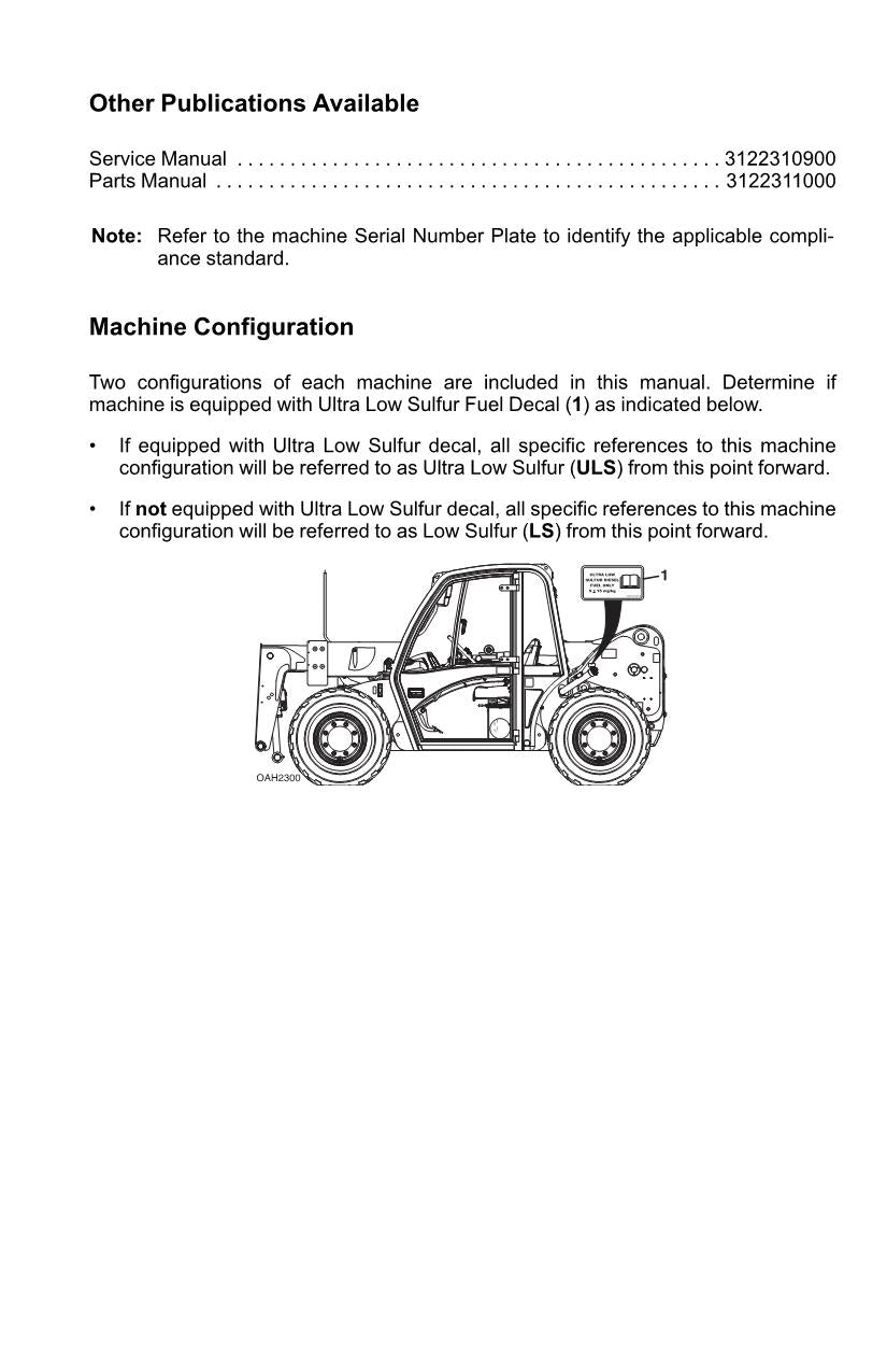 JLG G5-18A Telehandler Maintenance Operation Operators Manual 3122310800