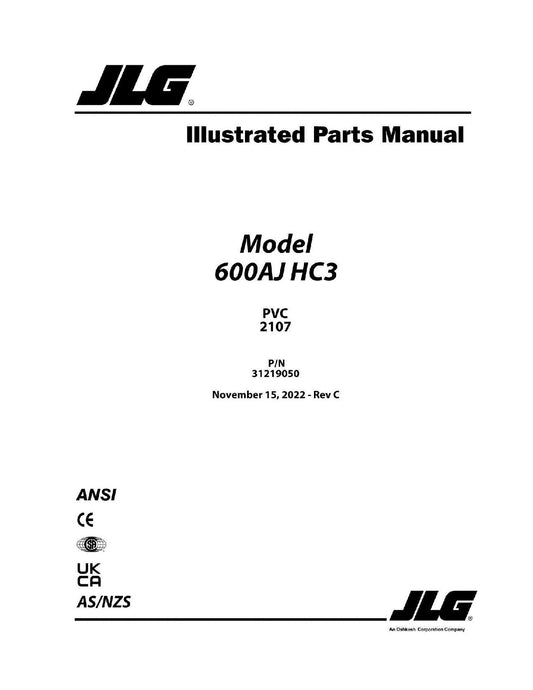 JLG 600AJ HC3  Boom Lift  Parts Catalog Manual