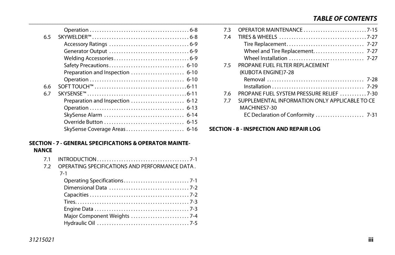 JLG 450A 450AJ Boom Lift Maintenance Operation Operators Manual 31215021