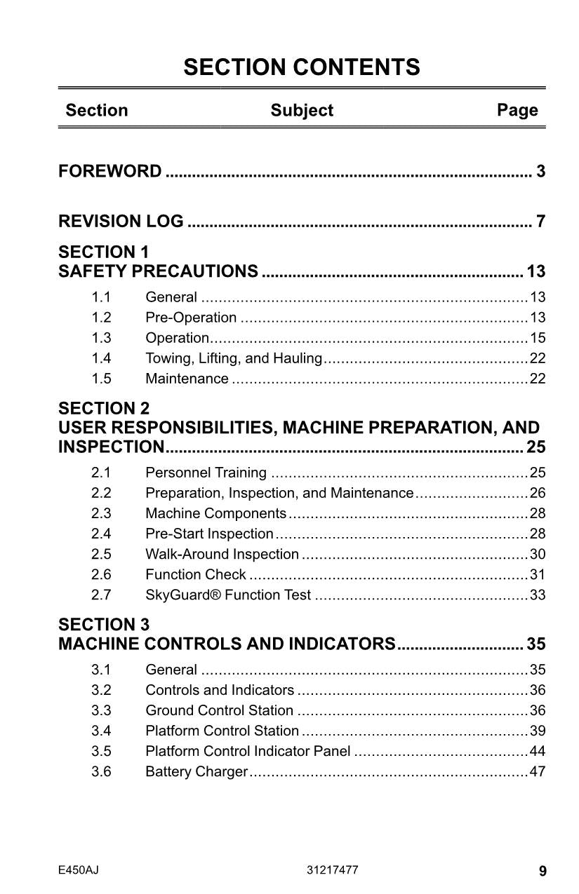 JLG E450AJ Boom Lift Maintenance Operation Operators Manual 31217477