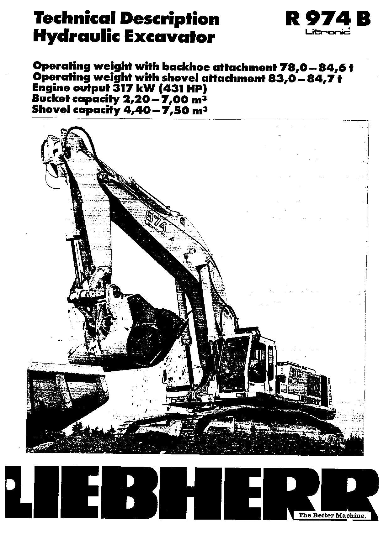 Liebherr R974 B Litronic Excavator Operators manual serial 1105