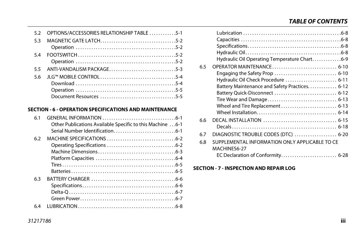 JLG ES1330L ES1530L Scissor Lift Maintenance Operation Operators Manual 31217186