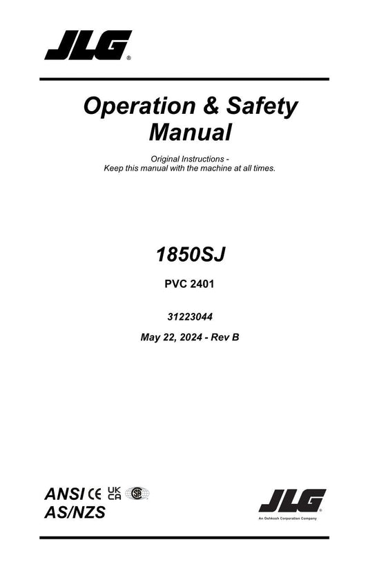 JLG 1850SJ Boom Lift Maintenance Operation Operators Manual 31223044