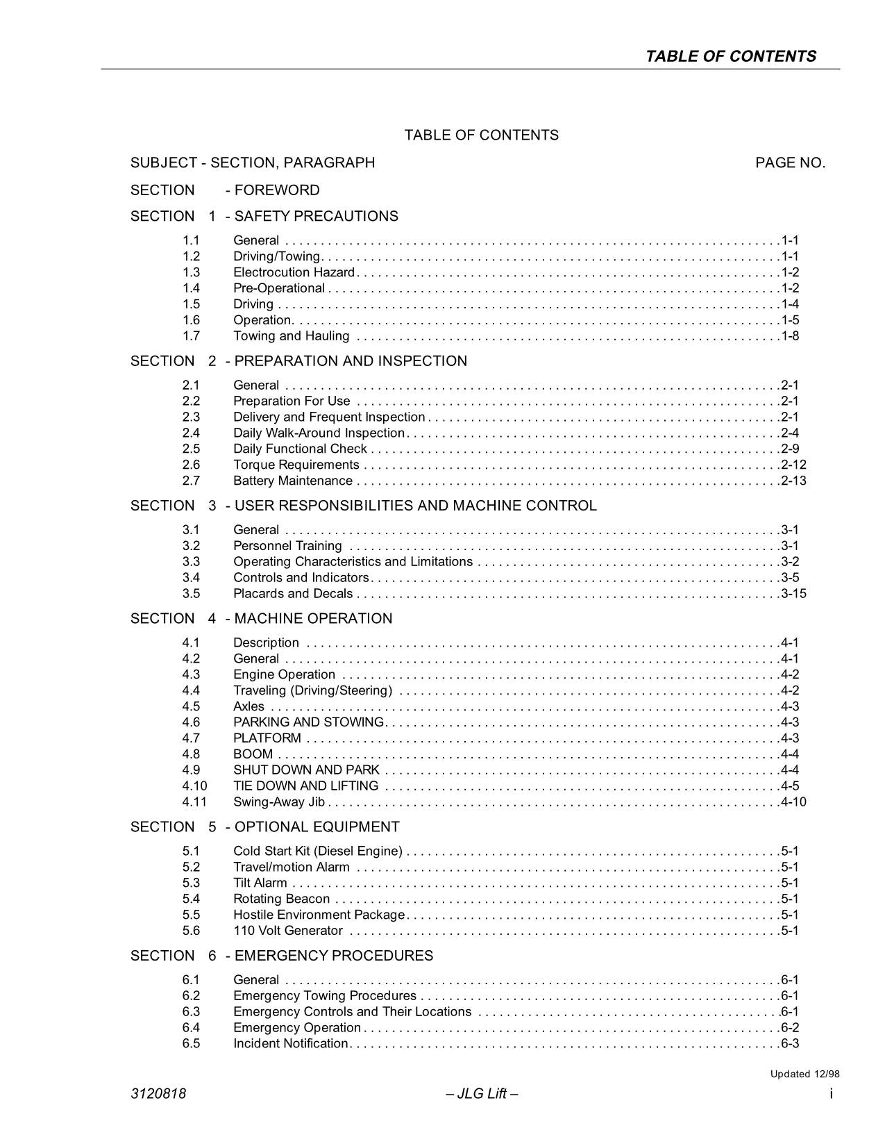 JLG 120HX Boom Lift Maintenance Operation Operators Manual 3120818