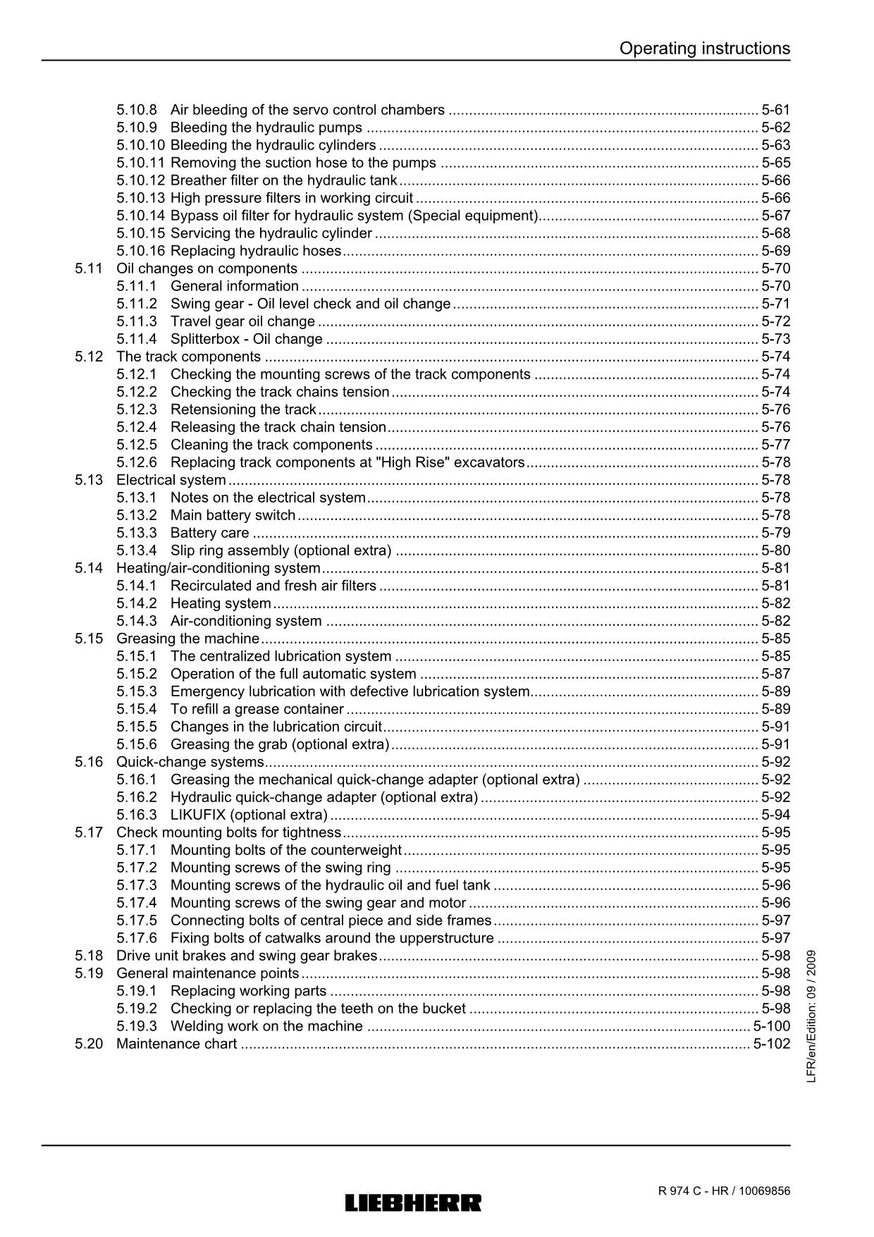 Liebherr R974 C - HR Excavator Operators manual