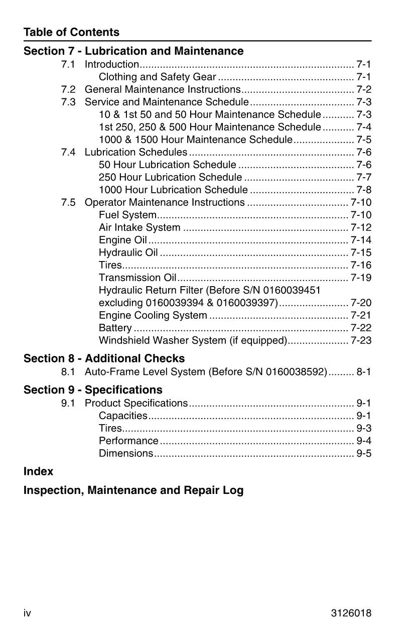 JLG G10-55A G12-55A Telehandler Maintenance Operation Operators Manual 3126018