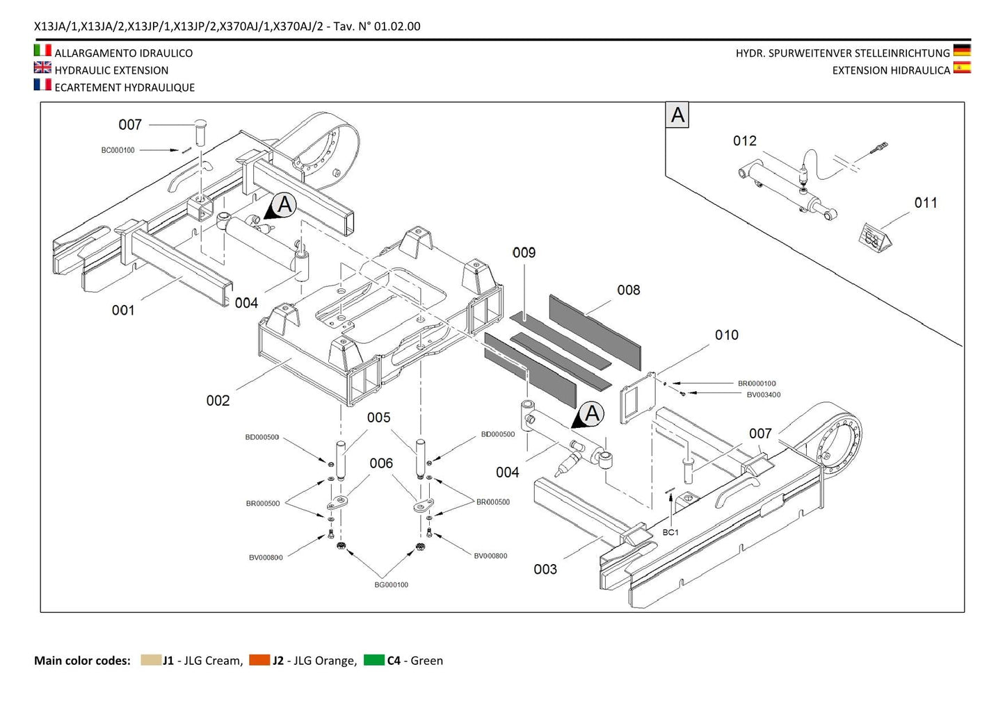 JLG X13JP X370AJ Compact Crawler Boom Parts Catalog Manual Multi language