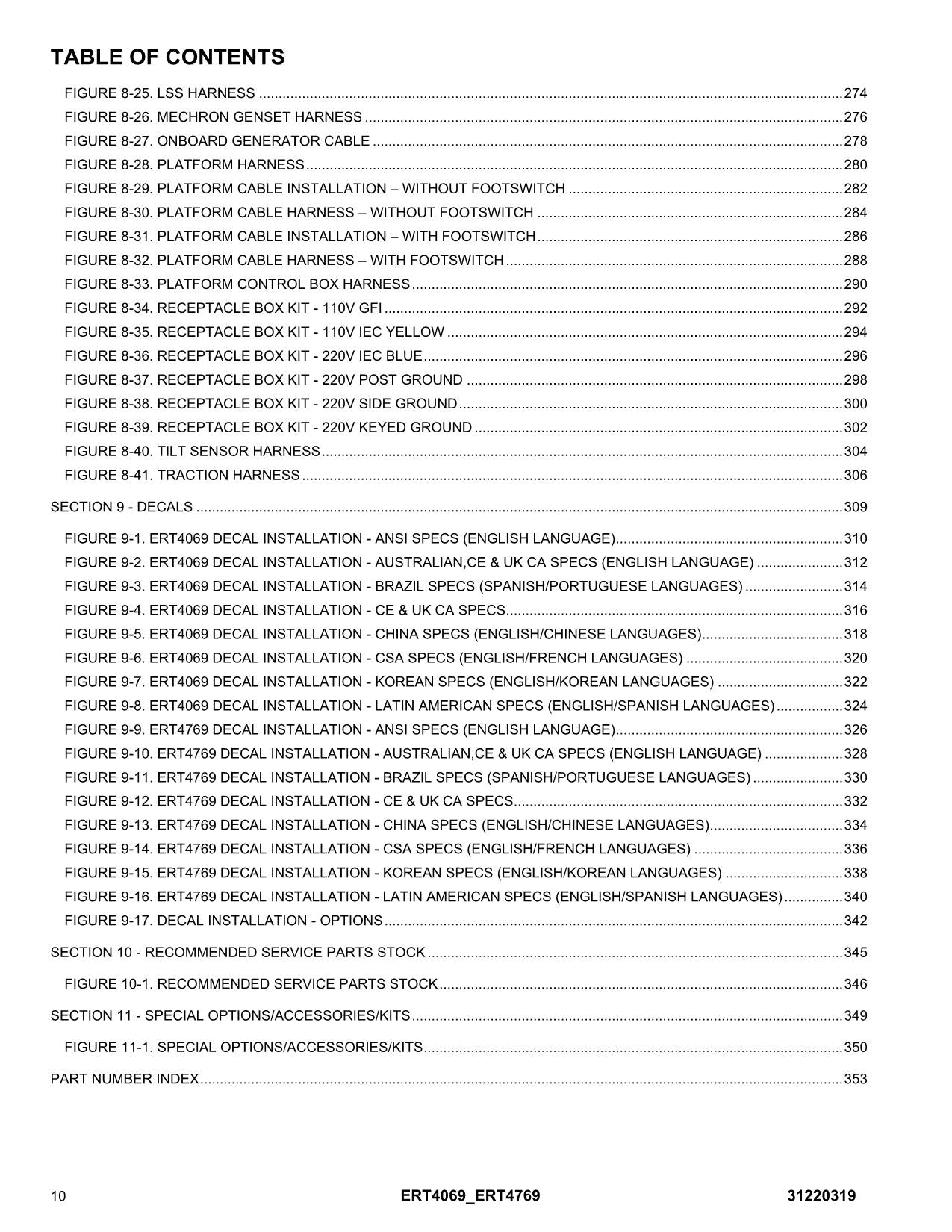 JLG ERT4069 ERT4769 Scissor Lift Parts Catalog Manual