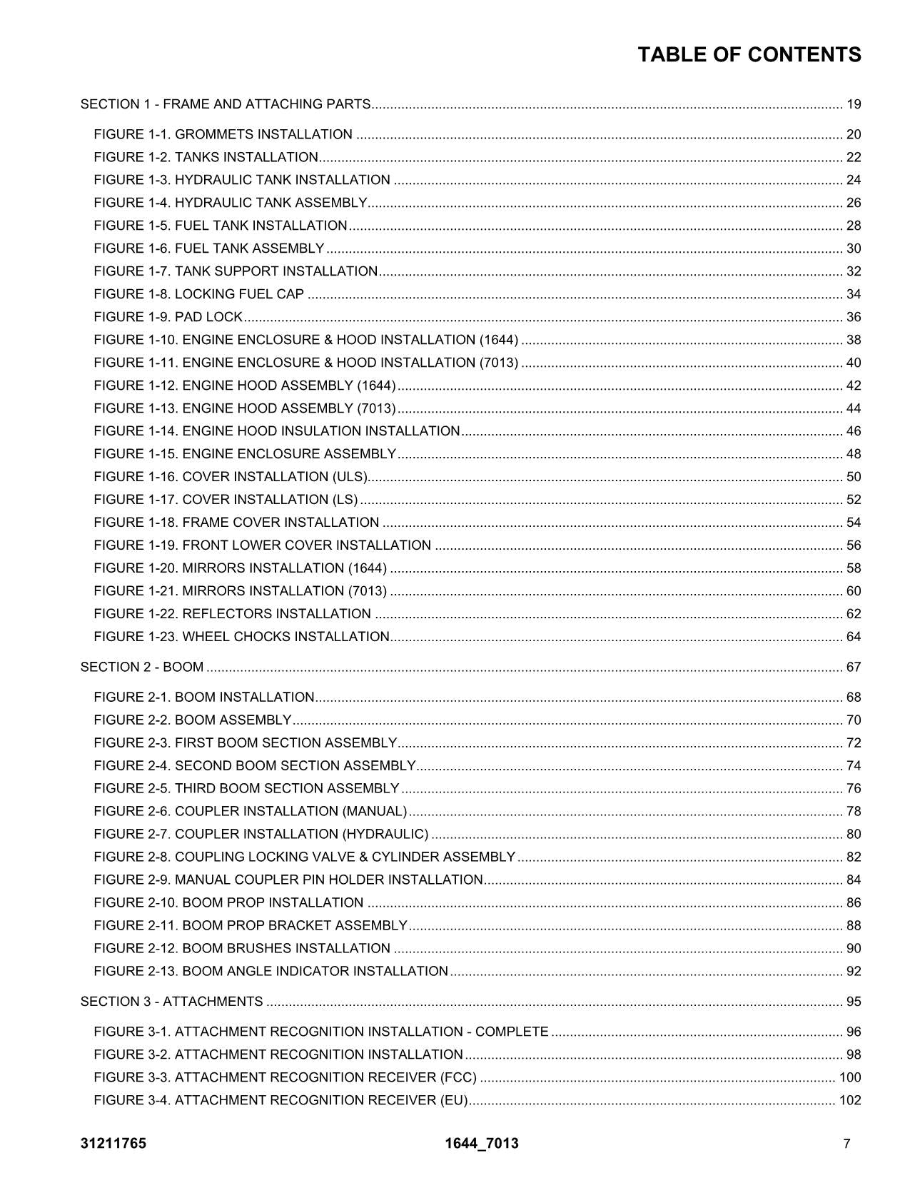 JLG 1644 7013 Telehandler Parts Catalog Manual