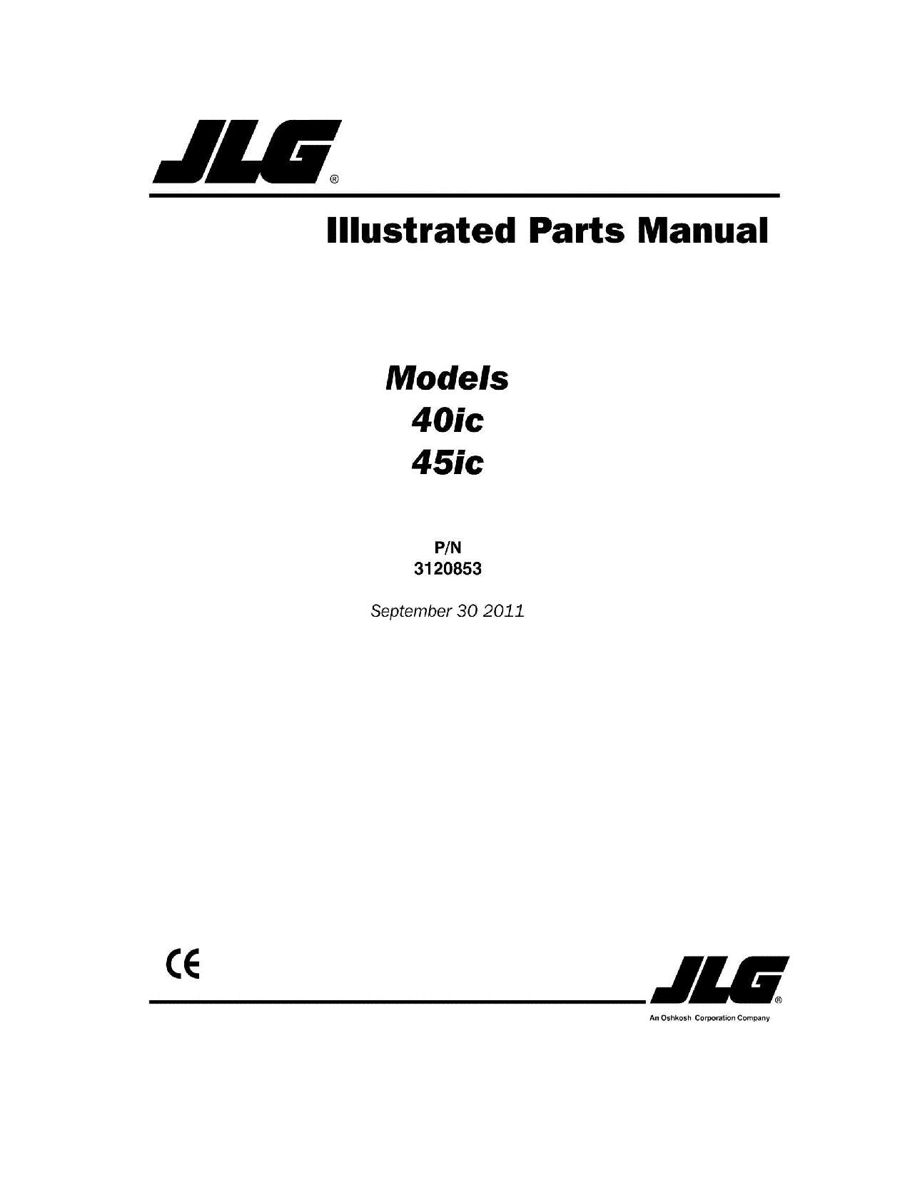 JLG 40ic 45ic Boom Lift Parts Catalog Hard Copy Manual