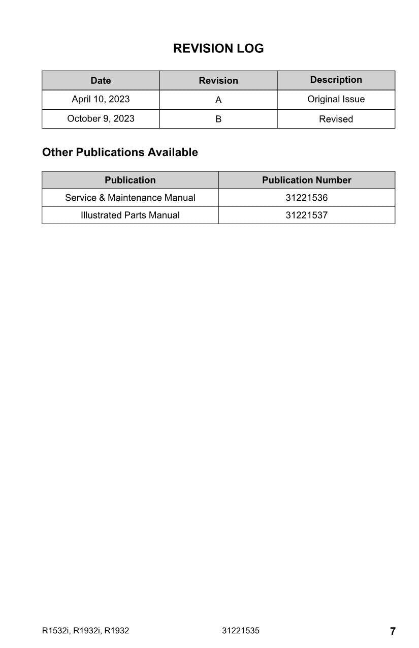 JLG R1532i R1932 R1932i Scissor Lift Maintenance Operators Manual 31221535