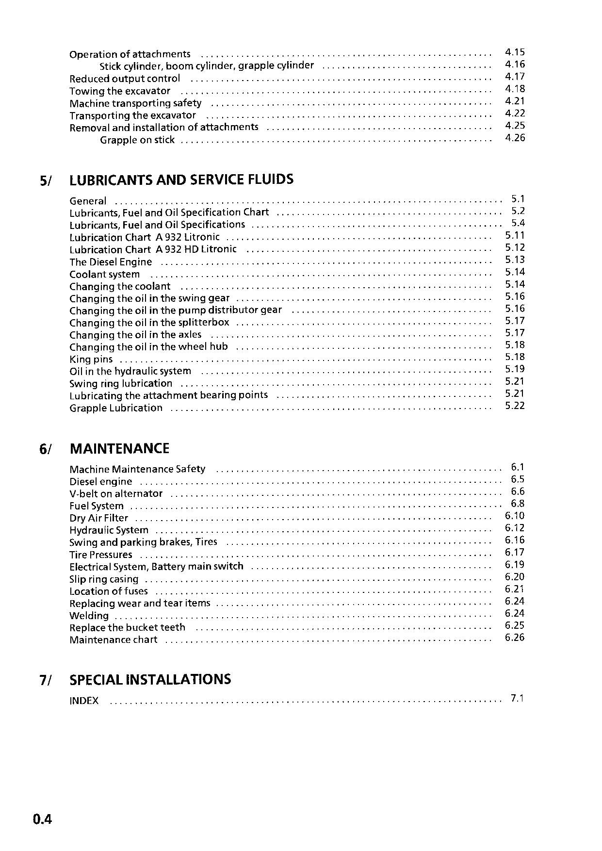 Liebherr A932 Litronic A932 HD Litronic Excavator Operators manual