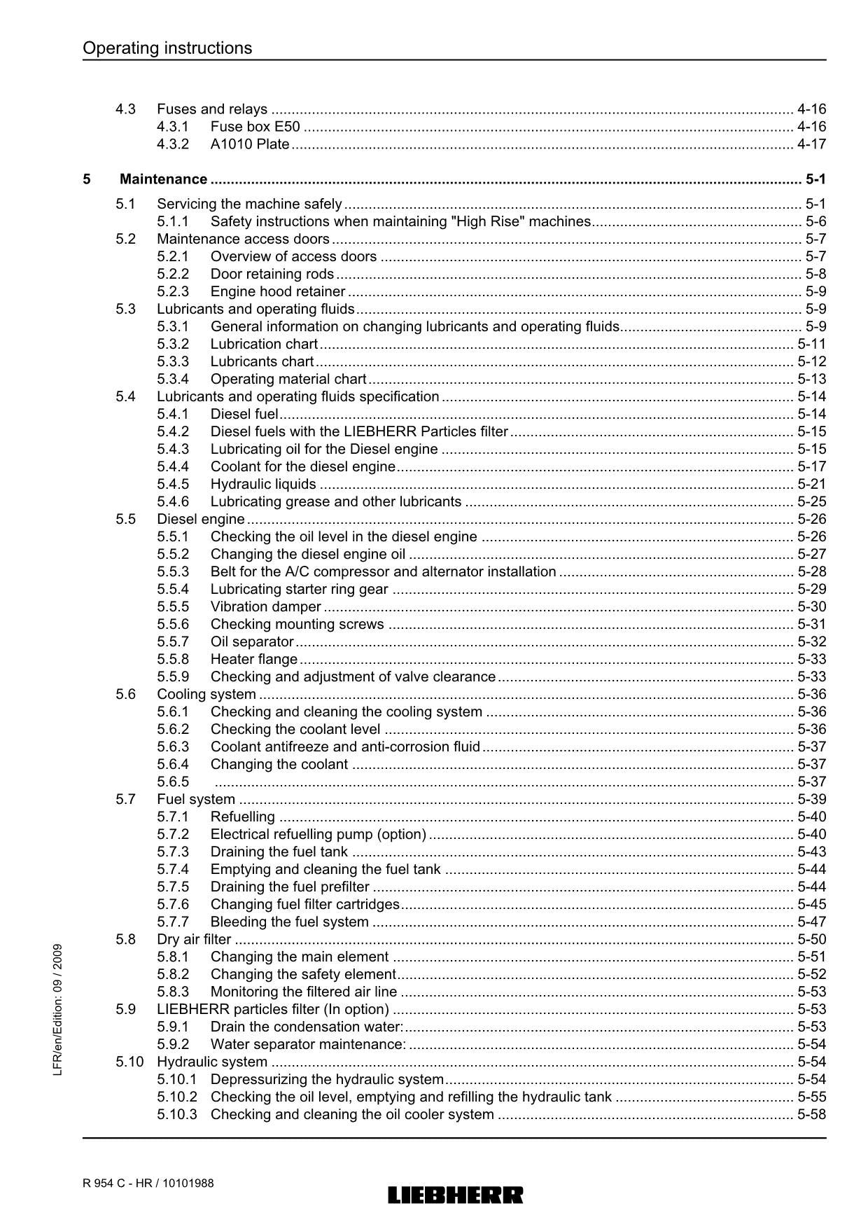 Liebherr R954 C - HR Excavator Operators manual