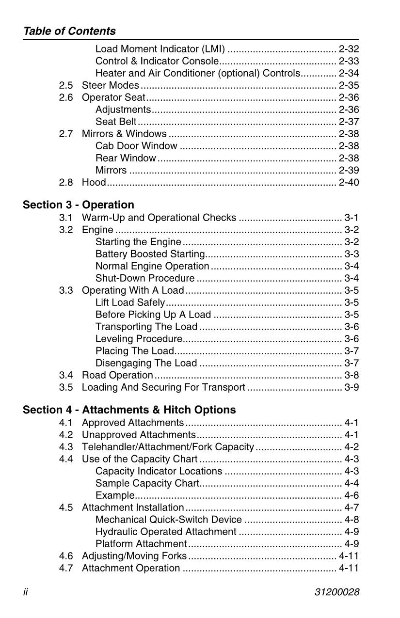 JLG 3513 4013 4017 Telehandler Maintenance Operation Operators Manual 31200028