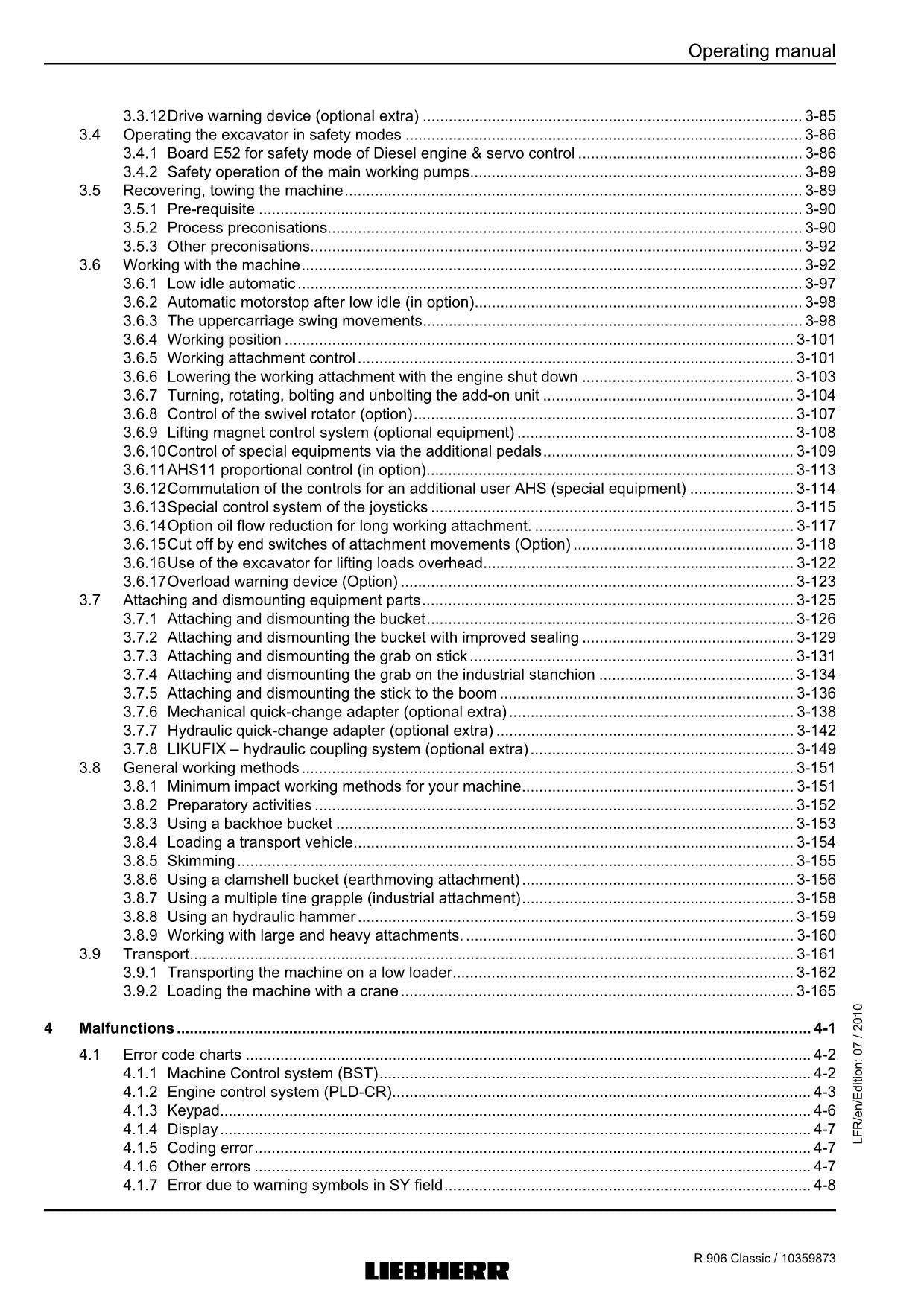 Liebherr R906 Classic Excavator Operators manual serial 27415