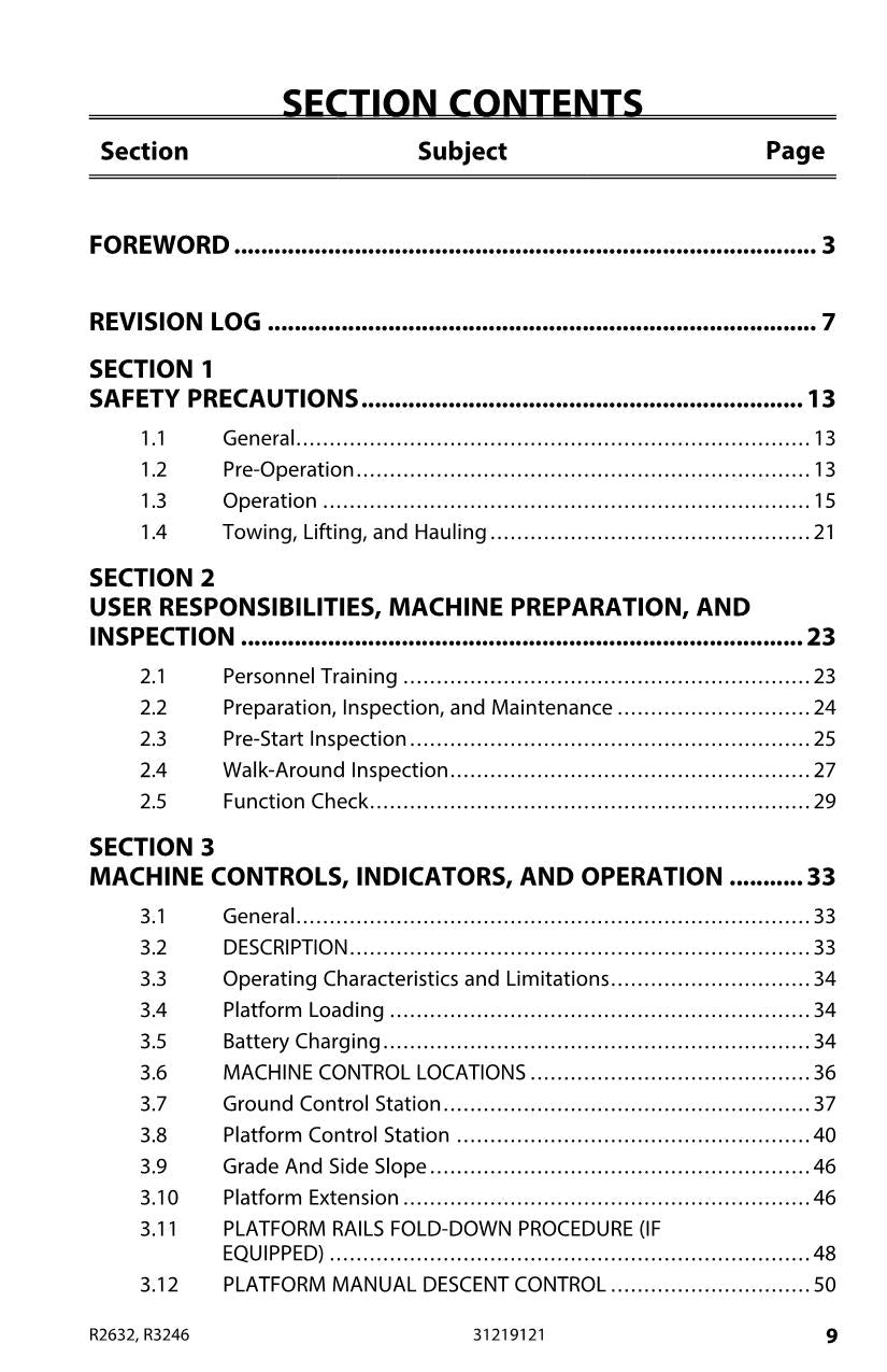 JLG R2632 R3246 Scissor Lift Maintenance Operation Operators Manual 31219121