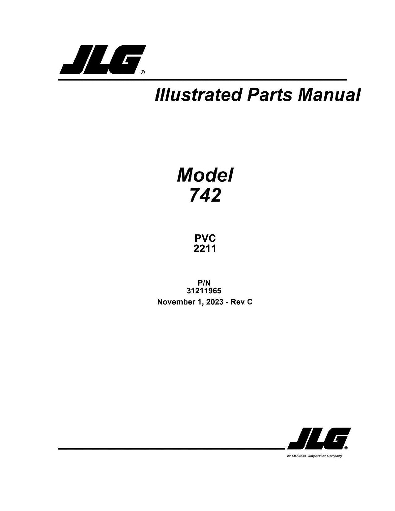 JLG 742 Telehandler  Parts Catalog Manual