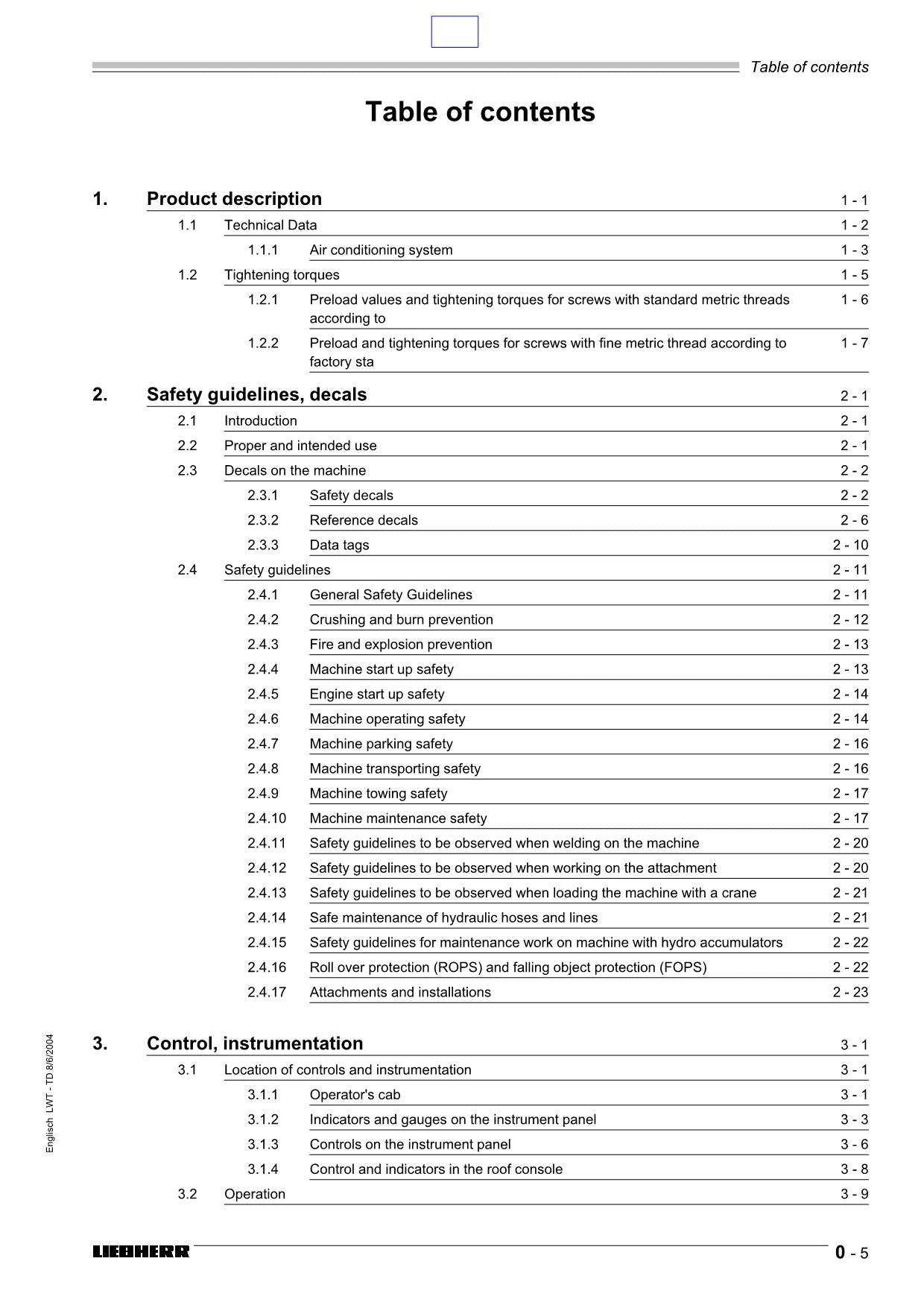 Liebherr LR632 B Litronic CRAWLER LOADER Operators manual 9084540