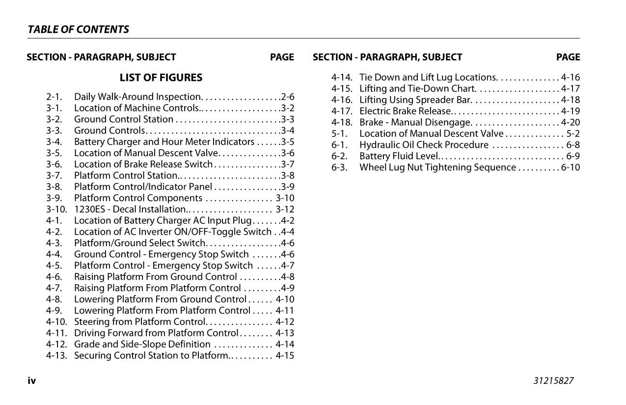 JLG 1230ES Boom Lift Maintenance Operation Operators Manual