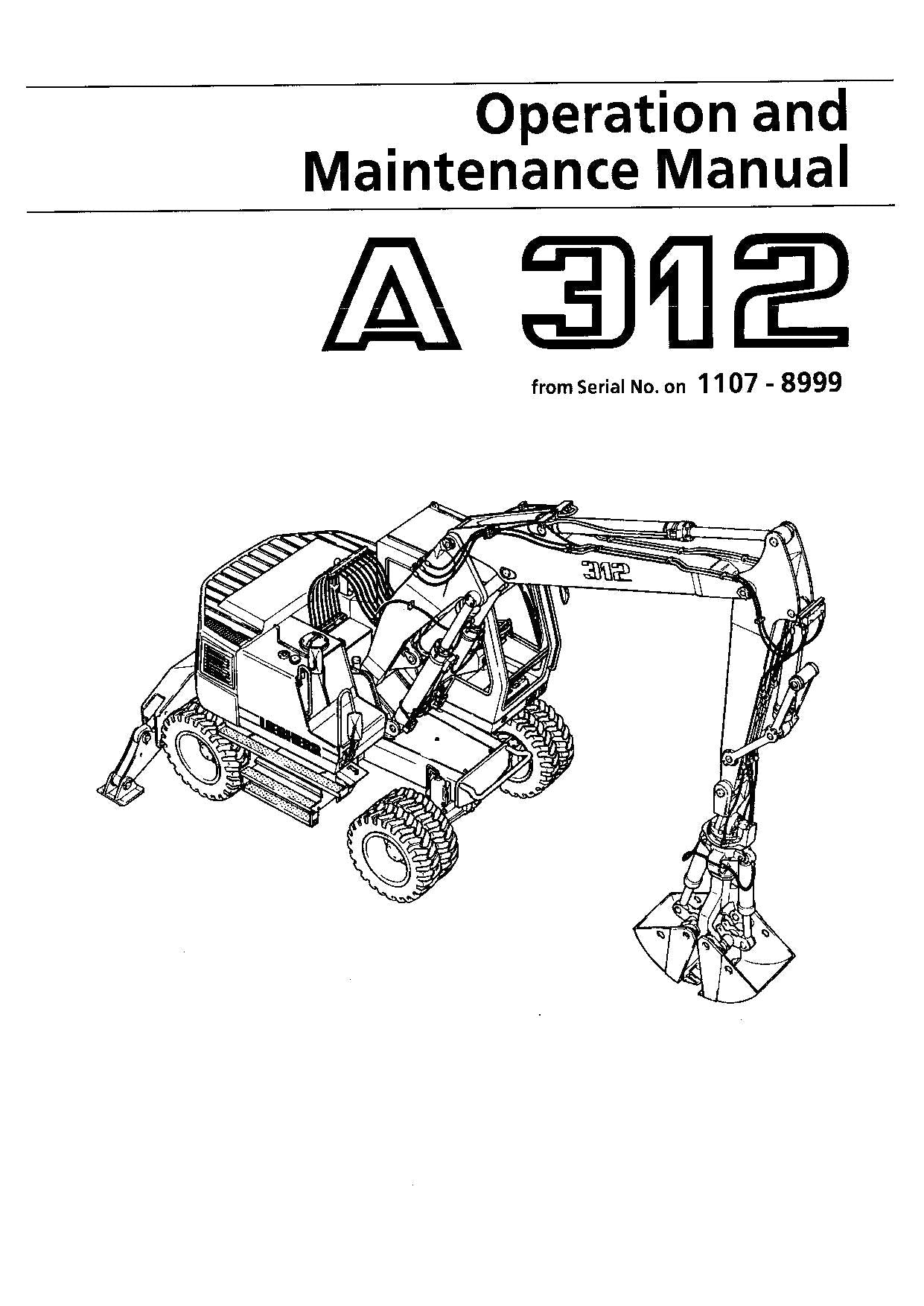 Liebherr A312 Excavator  Operators manual