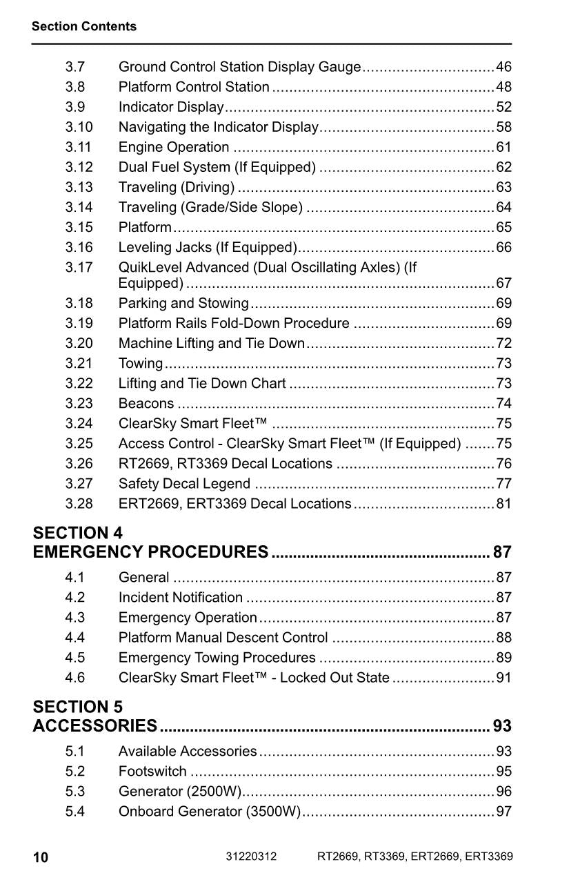 JLG ERT2669 ERT3369 RT2669 RT3369 Scissor Lift Operators Manual 31220312